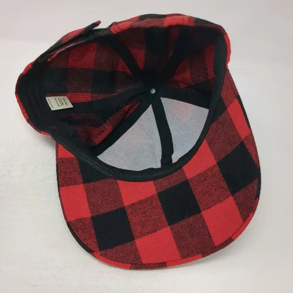 Ashley Stewart Baseball Cap Red Black Plaid One Size Studded Rhinestones Hat